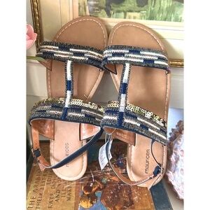 Maurice’s blue sequin sandals